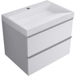 CERANO - Kúpeľňová skrinka Velora - biela matná, úchytka chróm + umývadlo z lit. mramoru s otvorom Vita - biela lesklá - 70x63x46, 5 CER-8050BD83874 vyobraziť