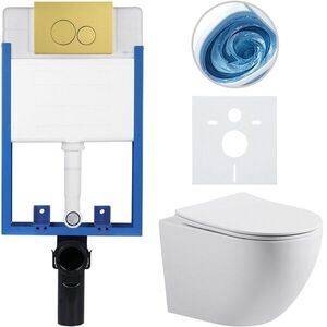 CERANO - Kompletný WC set Profi/Cesso - biela lesklá - WC tlačidlo Duo. zlatá - na zamurovanie - 49x36 CER-8050BD84338 vyobraziť