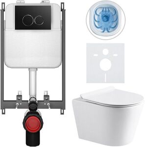 CERANO - Kompletný WC set Basic/Carlito - biela lesklá - WC tlačidlo Dualo/Čierna - na zamurovanie - 48, 5x36, 5 CER-8050BD86021 vyobraziť