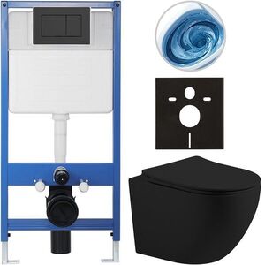 CERANO - Kompletný podomietkový WC set Lite/Cesso - čierna matná - WC tlačidlo Classic, čierne matné - predstenová inštalácia / sadrokartón - 49x36 CER-8050BD105 vyobraziť
