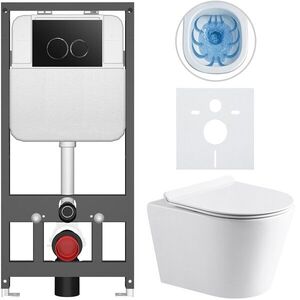 CERANO - Kompletný WC set Basic/Carlito - biela lesklá - WC tlačidlo Dualo/Čierna - závesné - predstenová inštalácia - 48, 5x36, 5 CER-8050BD86023 vyobraziť