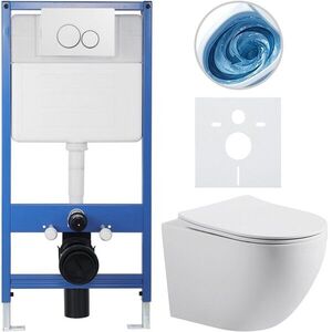 CERANO - Kompletný WC set Profi/Cesso - biela matná - WC tlačidlo Duo/Biela - predstenová inštalácia - 49x36 CER-8050BD84341 vyobraziť