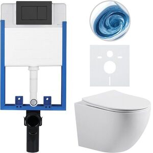 CERANO - Kompletný WC set Profi/Cesso - biela lesklá - WC tlačidlo Classic/Čierna matná - na zamurovanie - 49x36 CER-8050BD80 vyobraziť