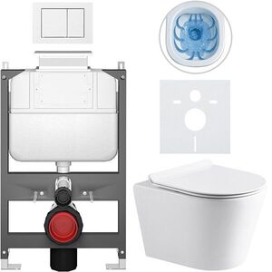 CERANO - Kompletný WC set Basic/Carlito - biela lesklá - WC tlačidlo Maxio/Biela - ovládanie zhora - predstenová inštalácia - 48, 5x36, 5 CER-8050BD86030 vyobraziť