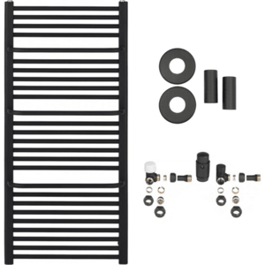 CERANO - Kúpeľňový radiátorový set Antonio - ústredné vykurovanie - bočné pripojenie - 655W - čierna matná - 1180x550 mm mm CER-663298 vyobraziť