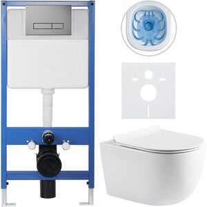 CERANO - Kompletný podomietkový WC set Lite/Felci - biela lesklá - WC tlačidlo Slim, tmavo šedá - predstenová inštalácia / sadrokartón - 52, 5x36 CER-483423 vyobraziť