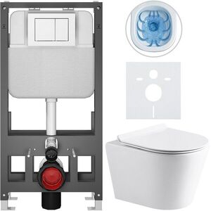 CERANO - Kompletný WC set Basic/Carlito - biela lesklá - WC tlačidlo Maxio/Biela - voľne stojaca - predstenová inštalácia - 48, 5x36, 5 CER-8050BD86032 vyobraziť