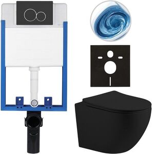 CERANO - Kompletný WC set Profi/Cesso - čierna matná - WC tlačidlo Duo/Čierna matná - na zamurovanie - 49x36 CER-8050BD84350 vyobraziť