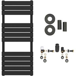 CERANO - Kúpeľňový radiátorový set Claude - ústredné vykurovanie - bočné pripojenie - 575W - čierna matná - 1200x500 mm CER-663313 vyobraziť