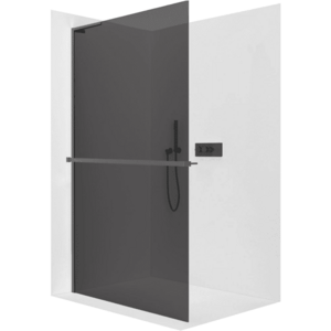 CERANO - Sprchová zástena Walk-in Onyx L-ľavá vzpera + polička/držiak na uteráky - 8 mm - čierna matná, grafitové sklo - 40x200 CER-8050BD80055 vyobraziť
