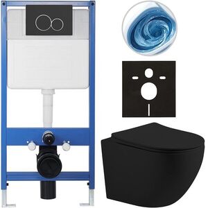 CERANO - Kompletný WC set Profi/Cesso - čierna matná - WC tlačidlo Duo/Čierna matná - predstenová inštalácia - 49x36 CER-8050BD84351 vyobraziť