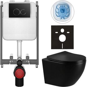 CERANO - Kompletný WC set Basic/Cesso - čierna lesklá - WC tlačidlo Dualo/Čierna - na zamurovanie - 49x36 CER-8050BD86291 vyobraziť