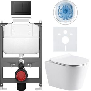 CERANO - Kompletný WC set Basic/Carlito - biela lesklá - WC tlačidlo Maxio/Čierna - ovládanie zhora - predstenová inštalácia - 48, 5x36, 5 CER-8050BD86035 vyobraziť
