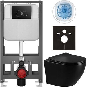CERANO - Kompletný WC set Basic/Cesso - čierna lesklá - WC tlačidlo Dualo/Čierna - voľne stojaca - predstenová inštalácia - 49x36 CER-8050BD86292 vyobraziť