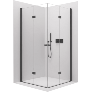CERANO - Sprchovací kút Volpe Duo Ľ/P - 6 mm - čierna matná, transparentné sklo - 100x70x190 - zalamovacie CER-480163 vyobraziť