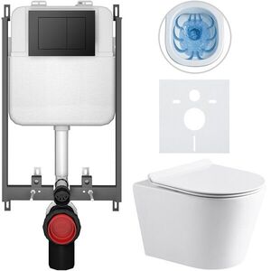 CERANO - Kompletný WC set Basic/Carlito - biela lesklá - WC tlačidlo Maxio/Čierna - na zamurovanie - 48, 5x36, 5 CER-8050BD86036 vyobraziť