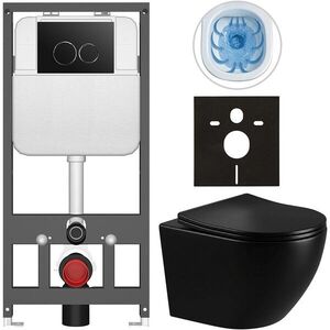 CERANO - Kompletný WC set Basic/Cesso - čierna lesklá - WC tlačidlo Dualo/Čierna - závesné - predstenová inštalácia - 49x36 CER-8050BD86293 vyobraziť