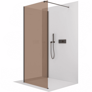 CERANO - Sprchová zástena Walk-in Onyx Corner Cube Ľ/P - 8 mm - hranatá vzpera - čierna matná, bronzové sklo - 140x100x200 CER-688204 vyobraziť