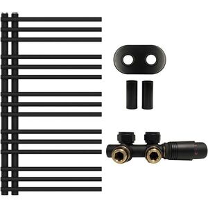 CERANO - Kúpeľňový radiátorový set Burke - ústredné vykurovanie - asymetrické pripojenie 50 mm - 348W - čierna matná - 900x500 mm CER-329423 vyobraziť