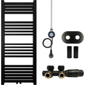 CERANO - Kúpeľňový radiátorový set Franko - kombinované vykurovanie, wifi tyč - stredové pripojenie 50 mm - 300W - čierna matná - 1200x500 mm CER-663343 vyobraziť