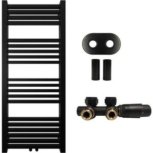 CERANO - Kúpeľňový radiátorový set Franko - ústredné vykurovanie - stredové pripojenie 50 mm - 392W - čierna matná - 1200x500 mm CER-663349 vyobraziť