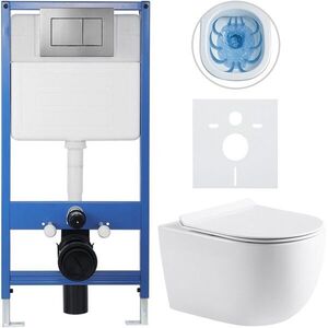 CERANO - Kompletný podomietkový WC set Lite/Felci - biela lesklá - WC tlačidlo Classic, tmavo šedá - predstenová inštalácia / sadrokartón - 52, 5x36 CER-331320 vyobraziť