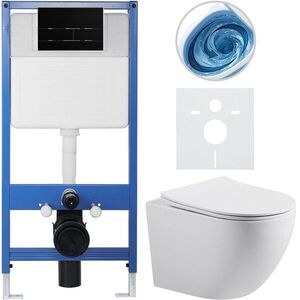 CERANO - Kompletný WC set Profi/Cesso - biela lesklá - WC tlačidlo Line/Čierna lesklá - predstenová inštalácia - 49x36 CER-8050BD84359 vyobraziť