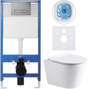 CERANO - Kompletný WC set Profi/Carlito - biela lesklá - WC tlačidlo Slim/Tmavosivá - predstenová inštalácia - 48, 5x36, 5 CER-960217 vyobraziť