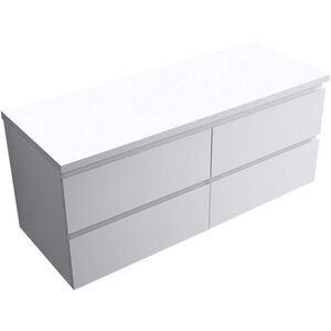 CERANO - Kúpeľňová skrinka Carole + doska pod umývadlo Navira Pro - 36 mm - biela matná - 120x51, 6x46 CER-668264 vyobraziť
