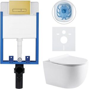 CERANO - Kompletný podomietkový WC set Lite/Felci - biela lesklá - WC tlačidlo Slim, zlatá - na zamurovanie - 52, 5x36 CER-333328 vyobraziť