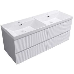 CERANO - Kúpeľňová skrinka Carole - keramické dvojumývadlo Viano - biela matná ryhovaná - 121, 5x62, 5x46, 5 CER-970405 vyobraziť