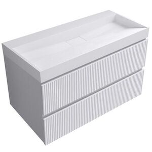 CERANO - Kúpeľňová skrinka Carole - biela matná ryhovaná + umývadlo z lit. mramoru Vita - biela lesklá - 100x58x46 CER-507249 vyobraziť