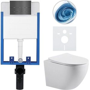CERANO - Kompletný WC set Profi/Cesso - biela lesklá - WC tlačidlo Line - tmavo šedá - na zamurovanie - 49x36 CER-8050BD84364 vyobraziť