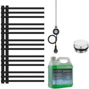 CERANO - Kúpeľňový elektrický radiátorový set Burke - Ľ/P - WIFI - 300W - čierna matná - 900x500 mm CER-336436 vyobraziť