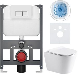 CERANO - Kompletný WC set Basic/Carlito - biela lesklá - WC tlačidlo Modulo/Biela - závesné - nízky modul - predstenová inštalácia - 48, 5x36, 5 CER-8050BD86049 vyobraziť