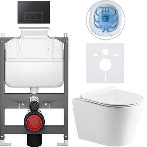 CERANO - Kompletný WC set Basic/Carlito - biela lesklá - WC tlačidlo Modulo/Čierna - ovládanie zhora - predstenová inštalácia - 48, 5x36, 5 CER-8050BD86050 vyobraziť
