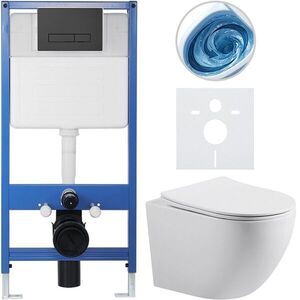 CERANO - Kompletný WC set Profi/Cesso - biela lesklá - WC tlačidlo Slim/Čierna matná - predstenová inštalácia - 49x36 CER-8050BD87 vyobraziť