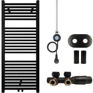 CERANO - Kúpeľňový radiátorový set Lincoln - kombinované vykurovanie, wifi tyč - stredové pripojenie 50 mm - 300W - čierna matná - 1200x500 mm CER-663391 vyobraziť