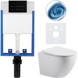 CERANO - Kompletný WC set Profi/Cesso - biela matná - WC tlačidlo Line/Čierna lesklá - na zamurovanie - 49x36 CER-8050BD84368 vyobraziť
