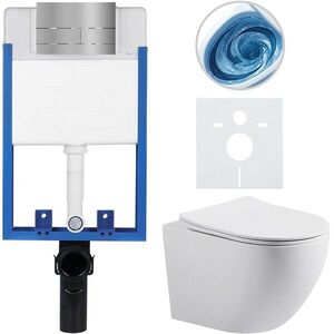 CERANO - Kompletný WC set Profi/Cesso - biela matná - WC tlačidlo Line/Nerez - na zamurovanie - 49x36 CER-8050BD84370 vyobraziť