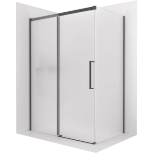 CERANO - Sprchovací kút Lantono - ľavá - 8 mm - Soft-Close - čierna matná, mliečne sklo - 140x70 - posuvný CER-665275 vyobraziť