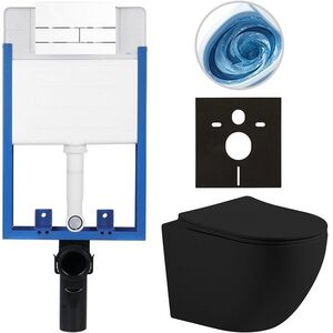CERANO - Kompletný WC set Profi/Cesso - čierna matná - WC tlačidlo Line/Biela - na zamurovanie - 49x36 CER-8050BD84376 vyobraziť
