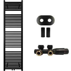 CERANO - Kúpeľňový radiátorový set Lincoln - ústredné vykurovanie - stredové pripojenie 50 mm - 559W - čierna matná - 1800x500 mm CER-663421 vyobraziť