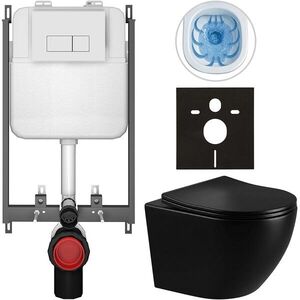CERANO - Kompletný WC set Basic/Cesso - čierna lesklá - WC tlačidlo Modulo/Biela - na zamurovanie - 49x36 CER-8050BD86316 vyobraziť