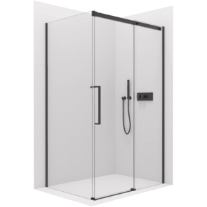 CERANO - Sprchovací kút Lantono L/P - 8 mm - Soft-Close - čierna matná, transparentné sklo - 100x90x195 - posuvný CER-432953 vyobraziť