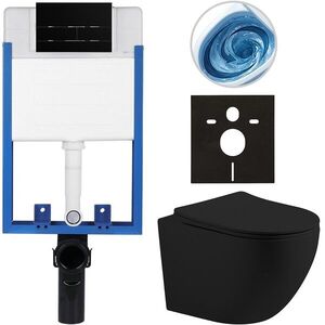 CERANO - Kompletný WC set Profi/Cesso - čierna matná - WC tlačidlo Line/Čierna lesklá - na zamurovanie - 49x36 CER-8050BD84378 vyobraziť