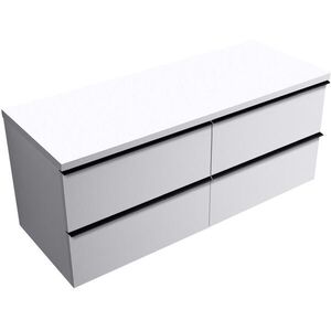 CERANO - Kúpeľňová skrinka Velora - biela matná, úchytka čierna + doska pod umývadlo Navira Pro - 36 mm - 140x56, 6x46, 5 CER-668507 vyobraziť