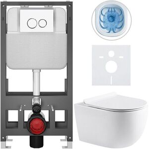 CERANO - Kompletný WC set Basic/Felci - biela lesklá - WC tlačidlo Dualo/Biela - voľne stojaca - predstenová inštalácia - 53x37 CER-8050BD86062 vyobraziť