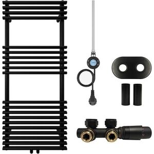 CERANO - Kúpeľňový radiátorový set Luigi - kombinované vykurovanie, wifi tyč - stredové pripojenie 50 mm - 300W - čierna matná - 1200x500 mm CER-663430 vyobraziť