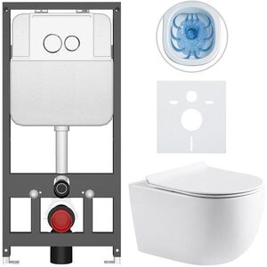 CERANO - Kompletný WC set Basic/Felci - biela lesklá - WC tlačidlo Dualo/Biela - závesné - predstenová inštalácia - 53x37 CER-8050BD86063 vyobraziť